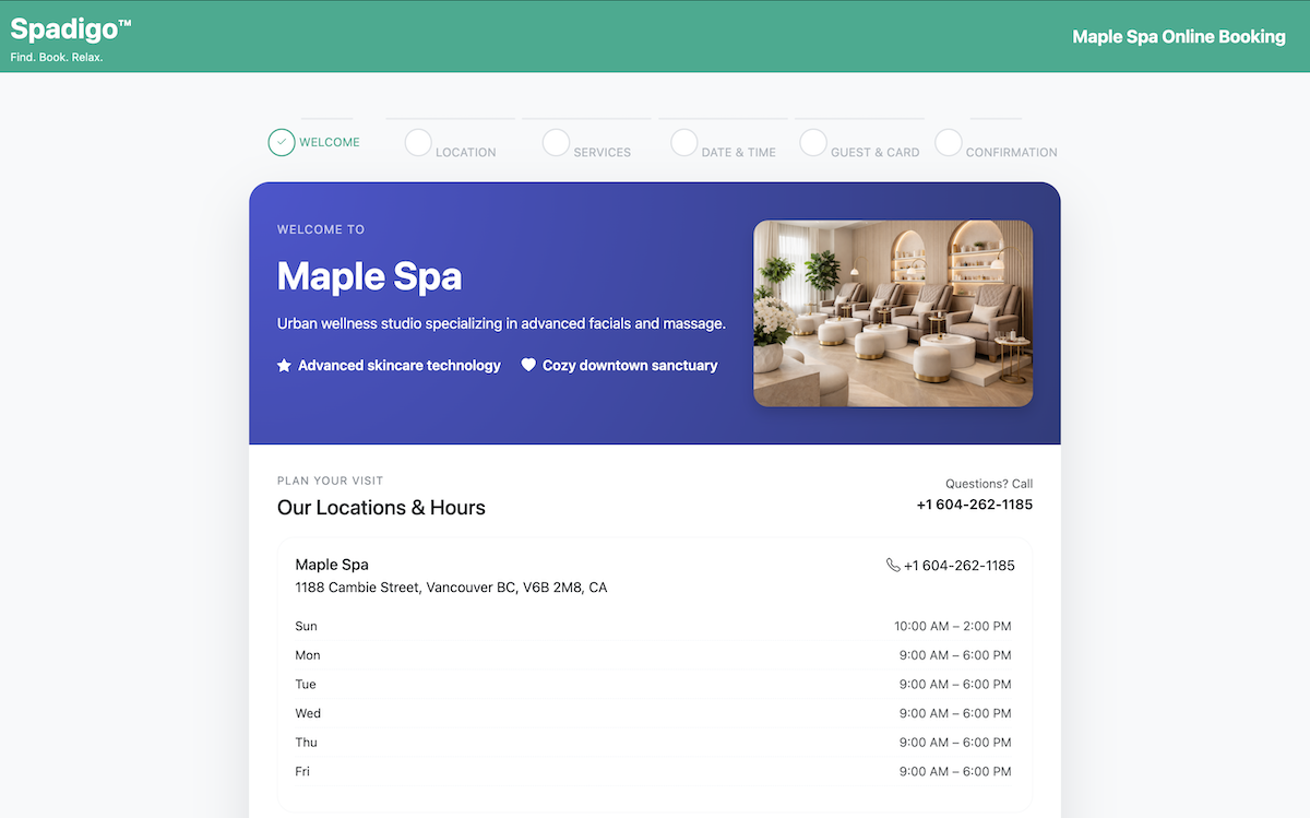 Booking flow screenshot